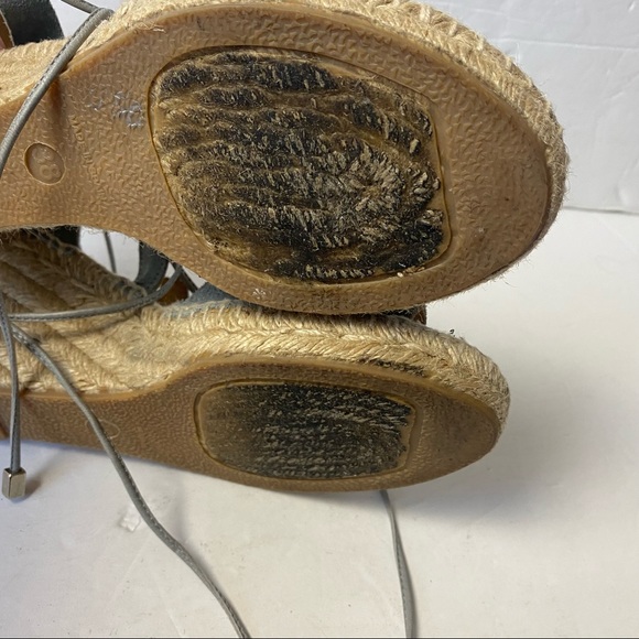 Romena Espadrille Blue Suede Wedge Sandals Lace-up Size 38 7.5 - Picture 9 of 11